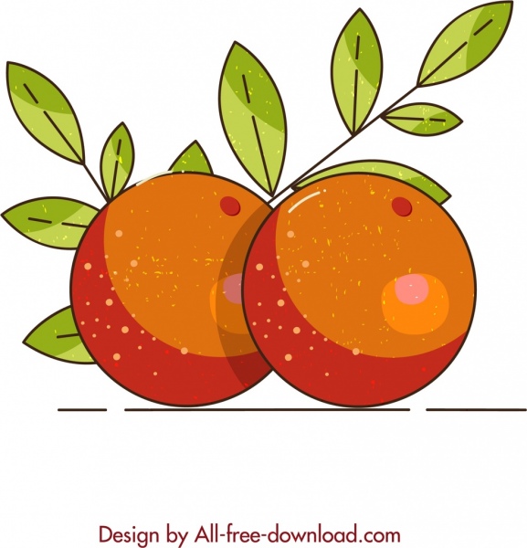 พื้นหลังผลไม้ไอคอนสีส้มการออกแบบย้อนยุคสี