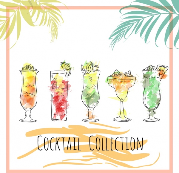 Frucht-Cocktail Werbung bunten handgezeichneten Skizze