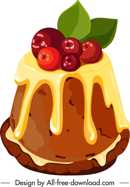 الفاكهة كريم كعكه أيقونه الملونة الكلاسيكية 3d رسم