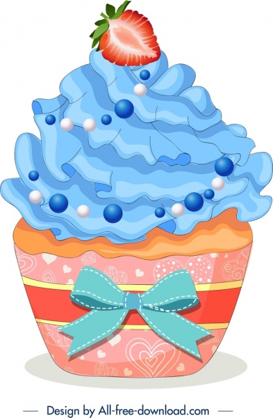 ikon cupcake buah desain closeup warna-warni modern