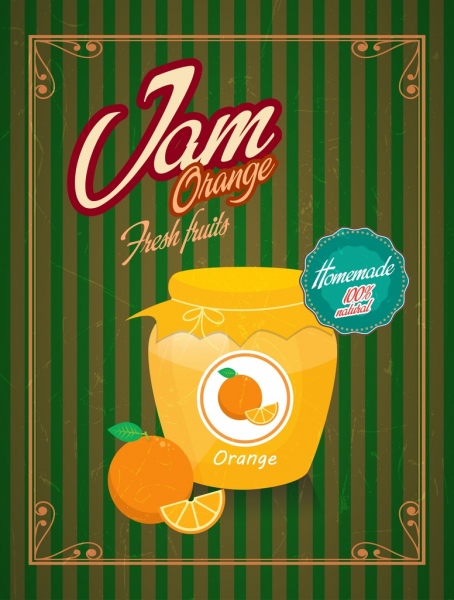 Fruit Jam Advertising Retro Design Ícone do Jar Amarelo