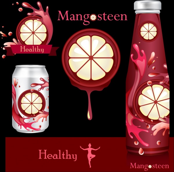 Fruchtsaft Werbung Mangostan Flaschen Dekoration plätschernden Weise