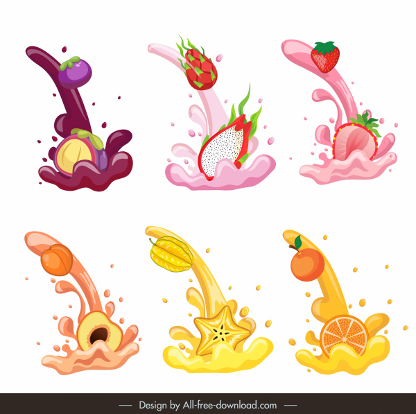 ícones modernos de suco de frutas