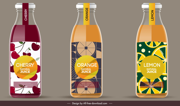 果汁標籤範本優雅的彩色平面裝飾。