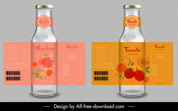 jus buah label template tomat persik sketsa
