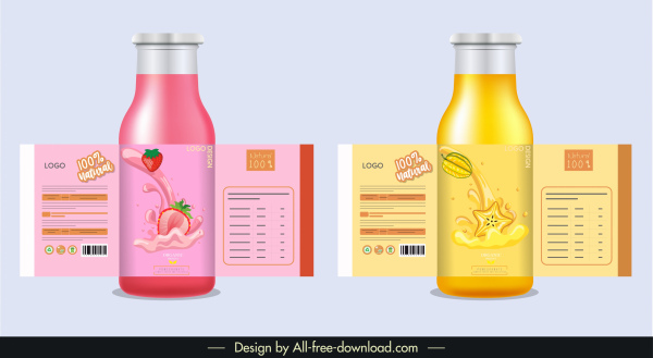 etiquetas de zumo de frutas plantillas brillantes elegante decoración dinámica