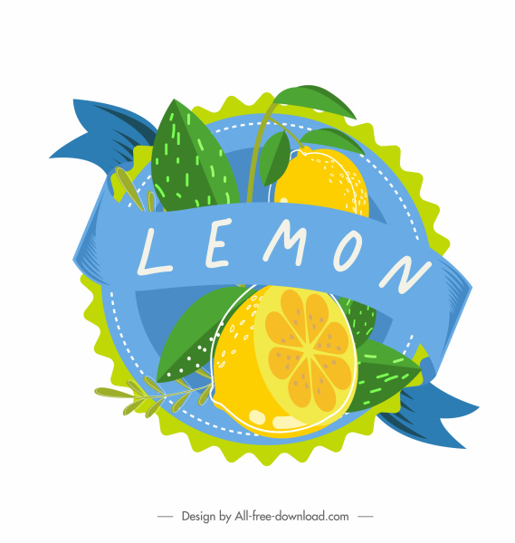 buah label template lemon dekorasi warna-warni cerah klasik