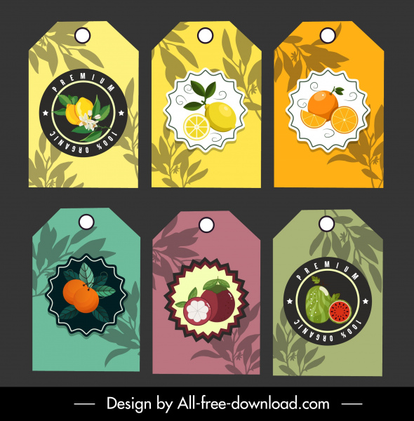 etiquetas de frutas plantillas elegante plana decoración colorida