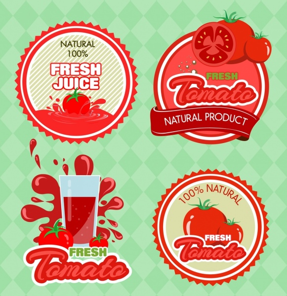 과일 로고 디자인 빨간 토마토 아이콘 다양 한 모양