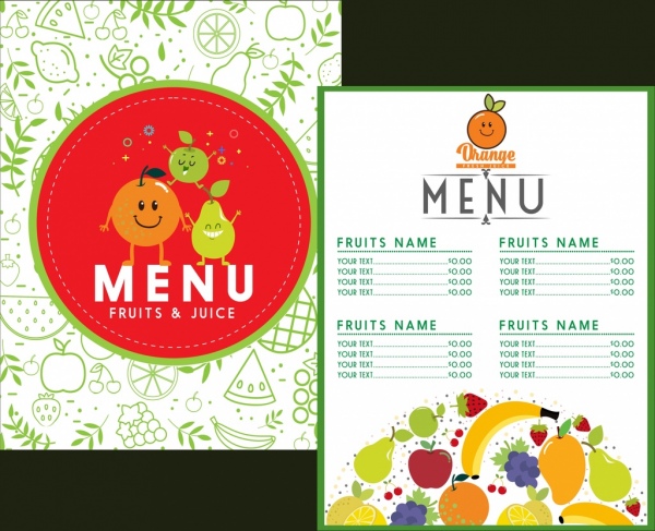 水果菜单模板风格化图标装饰各种符号