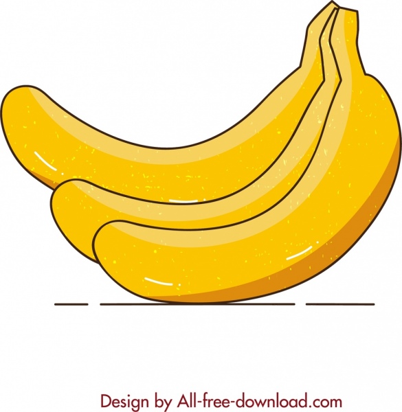 pintura de frutas banana ícone colorido esboço retro