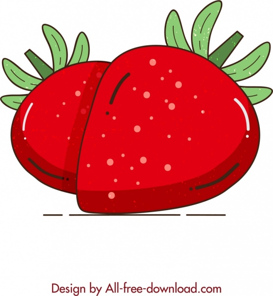 peinture de fruits rouge fraise icône design classique