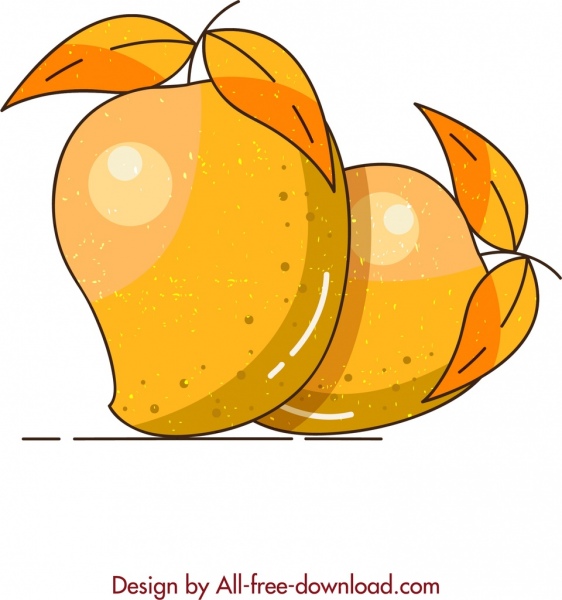 フルーツの絵熟したマンゴーアイコン古典的なデザイン