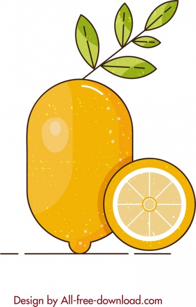 फल चित्रकला पीला नींबू आइकन शास्त्रीय डिजाइन