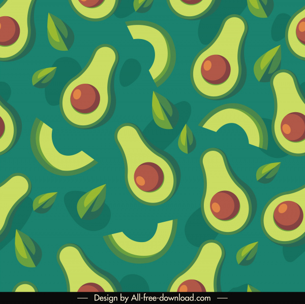 padrão de frutas abacate esboço clássico plana repetição