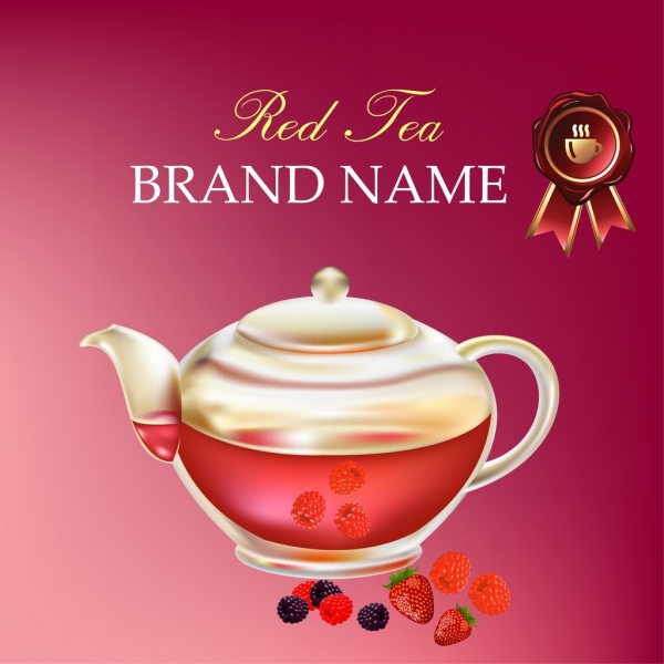buah teh iklan panci stroberi berry ikon dekorasi
