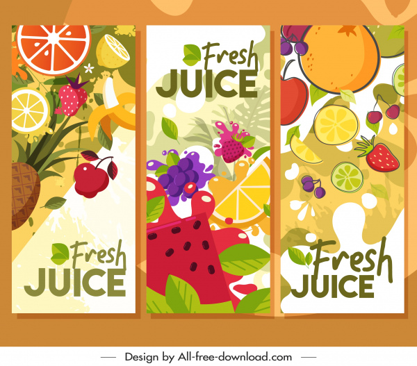 buah-buahan yang iklan selebaran dekorasi warna-warni datar