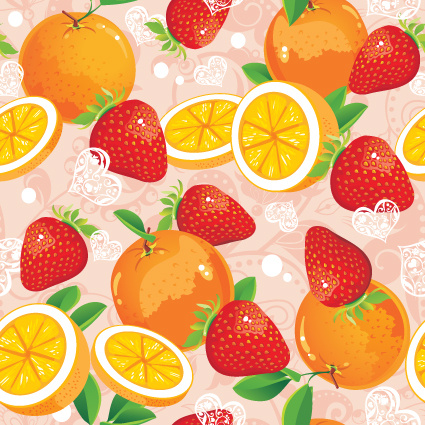 Fruits And Vegetables Patterns Vector Graphics