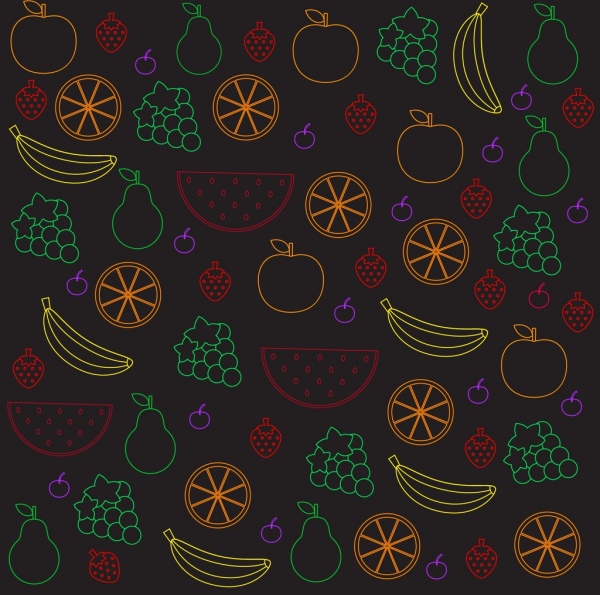 buah-buahan latar belakang berwarna-warni siluet gaya berulang desain