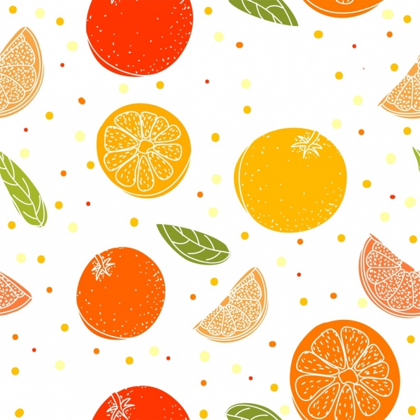 Früchte Hintergrund orange Symbole Dekor bunte Skizze