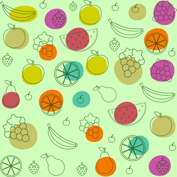 Früchte Hintergrund verschiedene farbige Skizze
