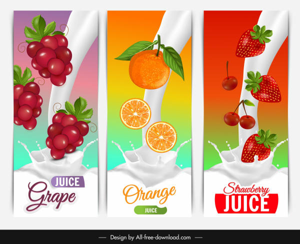 フルーツ ジュース ミルク 広告 グレープ オレンジ イチゴ スケッチ