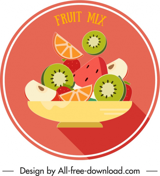fruits label Template warna-warni desain datar klasik
