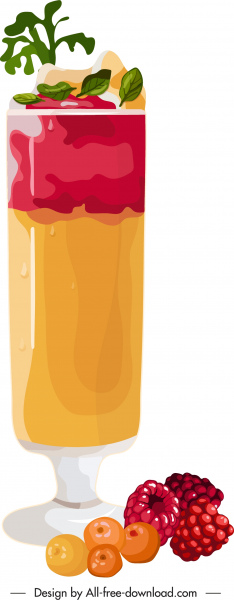 水果混合物鸡尾酒图标五颜六色的经典设计
