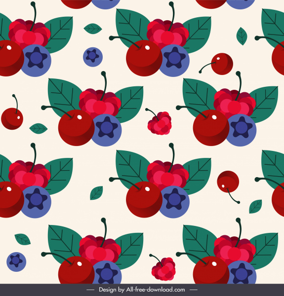 owoce wzór wesoły berry szkic kolorowy powtarzalny projekt