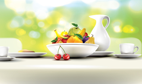 Früchte mit Frühstück-Vektor-Grafiken