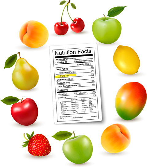 frutas com vetor de fatos de nutrição