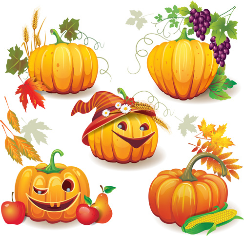 Funny Autumn Pumpkins Vector Graphic 2