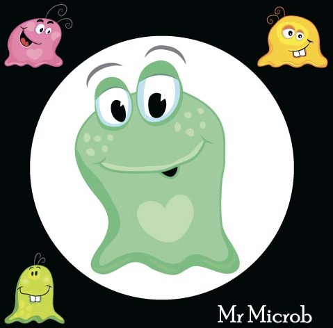 vector de dibujos animados divertido bacterias y virus