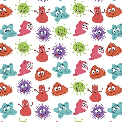 vector de dibujos animados divertido bacterias y virus