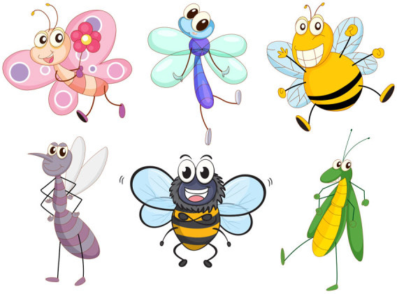 lustige Cartoon Insekten Vektor-Satz