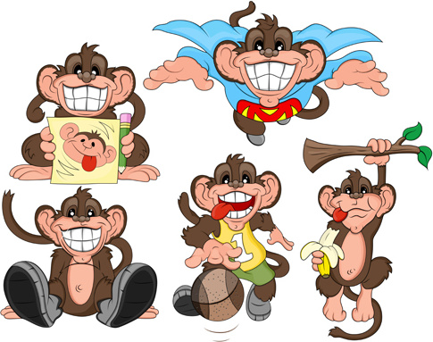Kartun Lucu Monyet Vektor Ikon Vektor Dan Vektor Icon Vektor