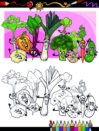 vetor de legumes engraçado dos desenhos animados