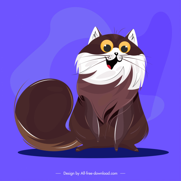 dibujo de Gato divertido icono coloreado de dibujos animados carácter