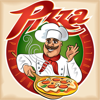 Funny Chef With Pizza Vector