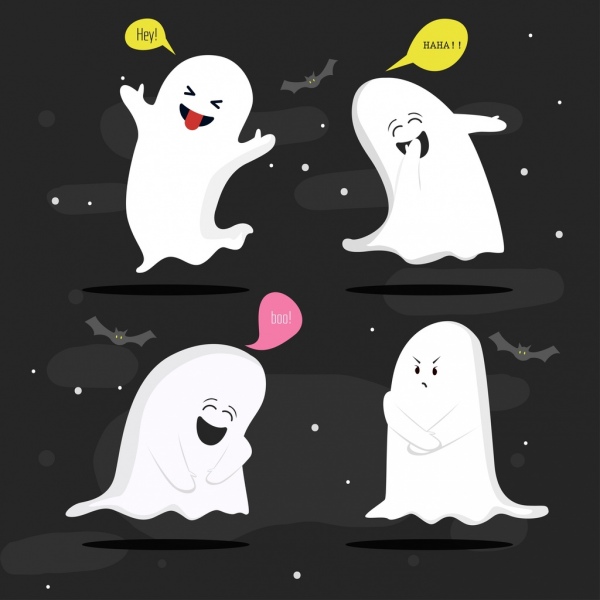 projeto de bonito dos desenhos animados de ícones de fantasma engraçado