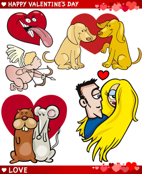 Funny Valentine Elements Vector