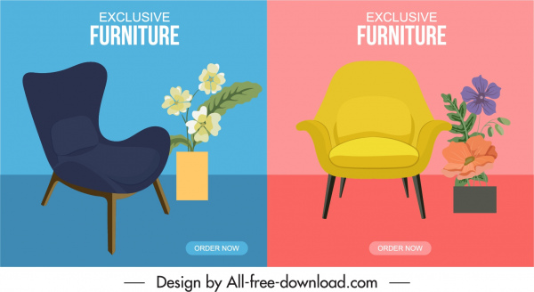 Möbel Werbung Hintergrund Vorlagen Stuhl Blumentopf Dekor