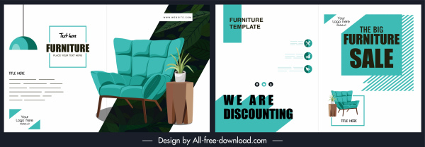 modèle de brochure de meubles décor bleu blanc moderne