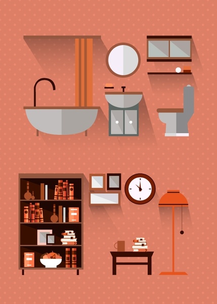 furniture set ikon ilustrasi dengan berbagai tipe