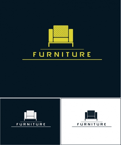 desain furniture logotype berbagai berwarna datar gaya