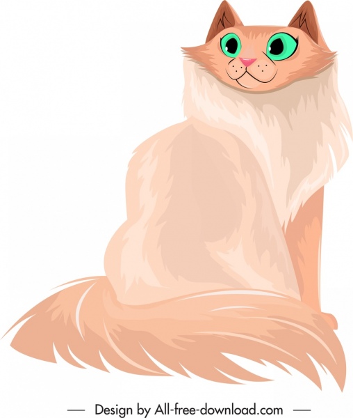 Ícone de gato peludo bonito esboço de personagem dos desenhos animados
