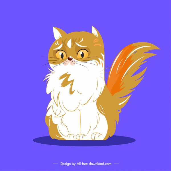 пушистая кошка значок грустно эмоции эскиза мультфильм дизайн