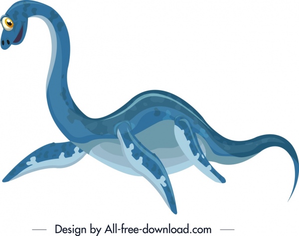 futabasaurus ديناصور رمز الأزرق تصميم الحرف الكرتون لطيف