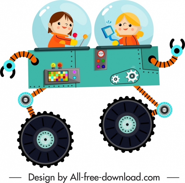 future vie peinture enfants moderne machine dessin animé Design