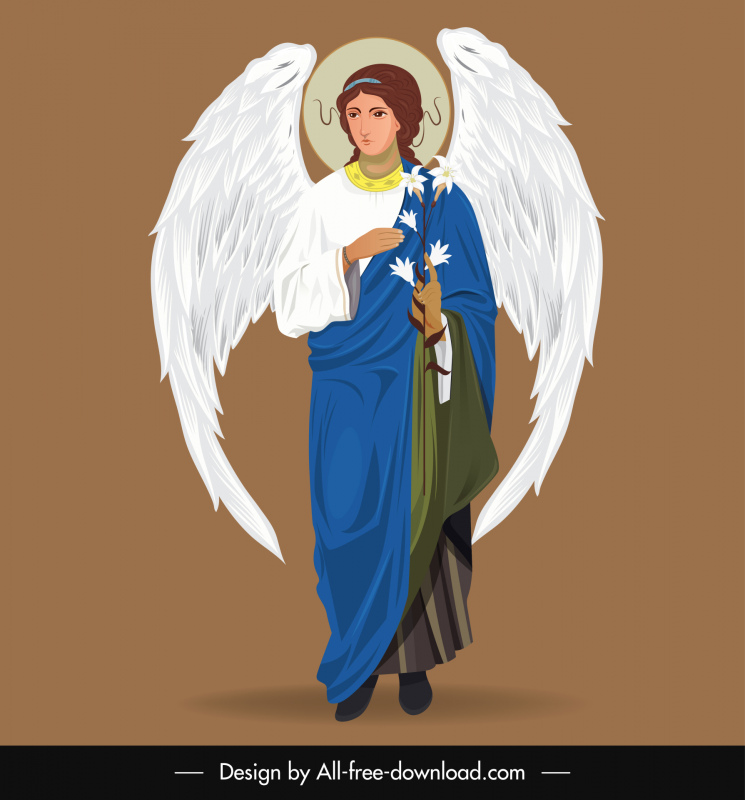 Gabriel Angel Icono islámico Winged Lady Diseño de personajes de dibujos animados